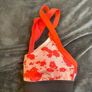Pink floral adidas sports bra